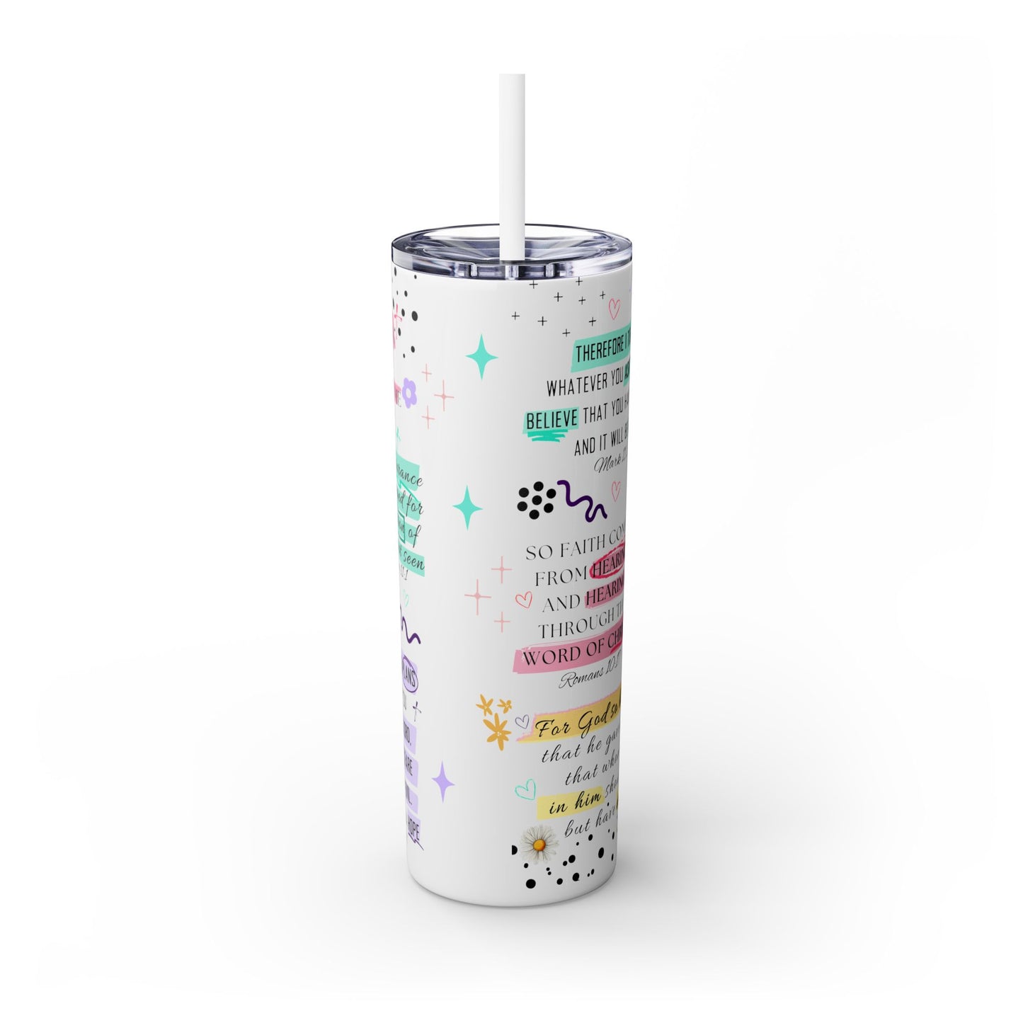 The Power of Faith Skinny Tumbler with Straw, 20oz