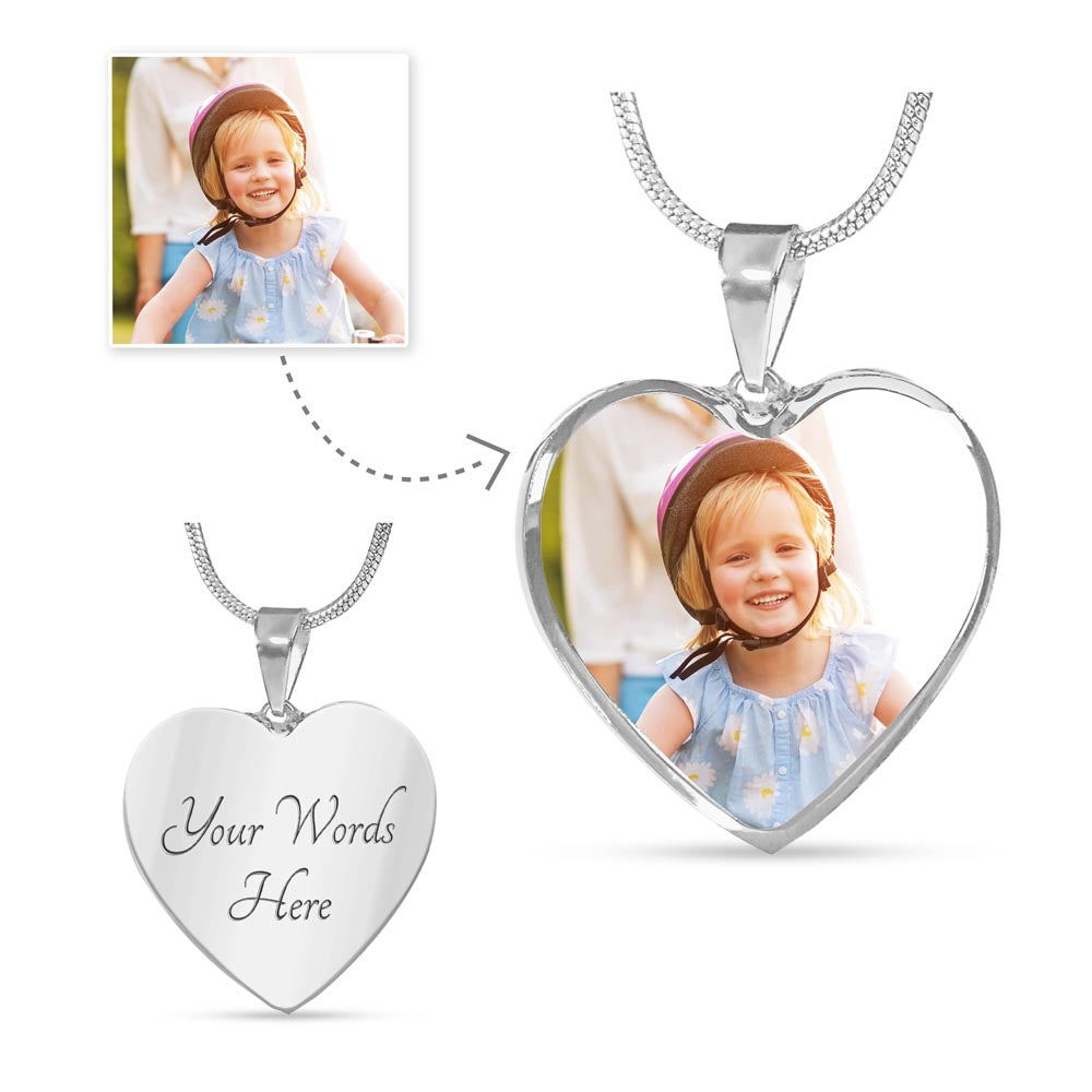 Personalized photo with engraving necklace