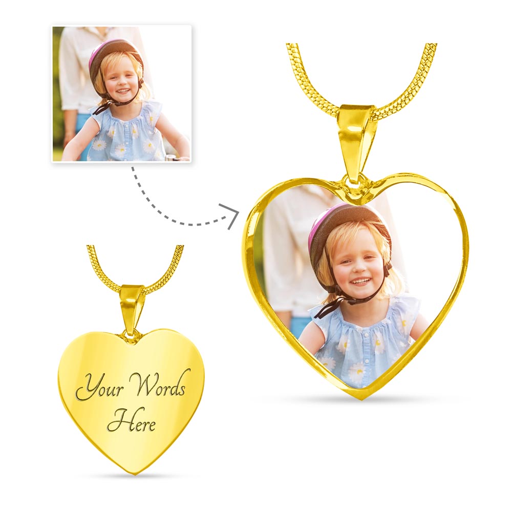 Personalized photo with engraving necklace